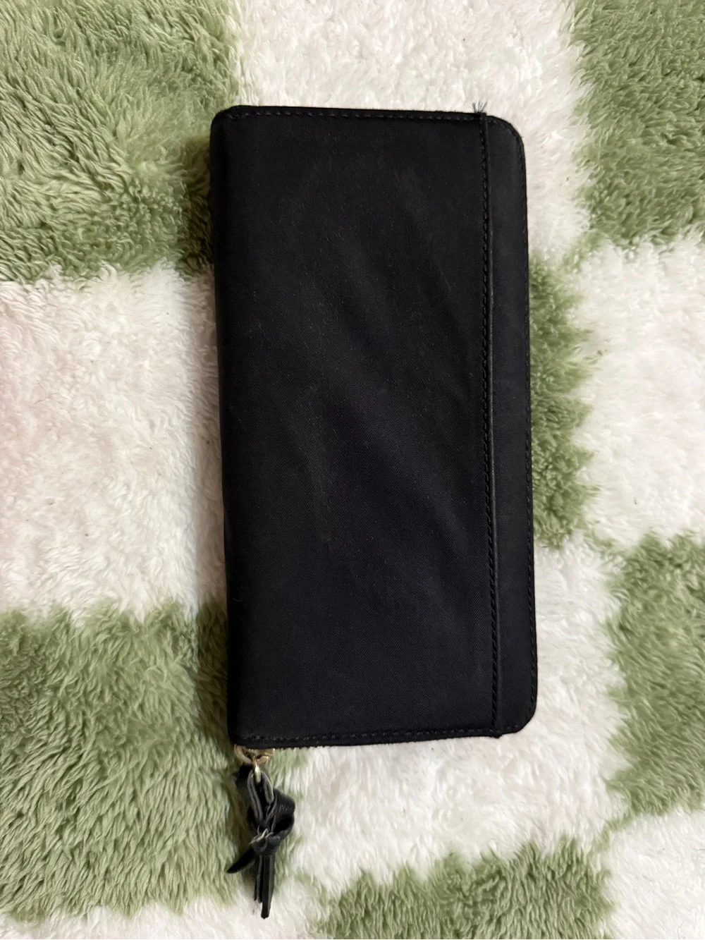 kate spade Black Zip-Around Wristlet Wallet with Gold Plaque